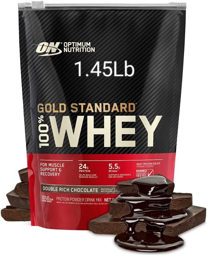 Optimum Nutrition Gold Standard 100% Whey Protein Powder, Double Rich Chocolate 1.47 Lb bag