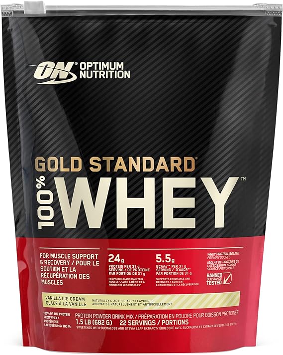 Optimum Nutrition Gold Standard 100% Whey Protein Powder, Double Rich Chocolate 1.47 Lb bag