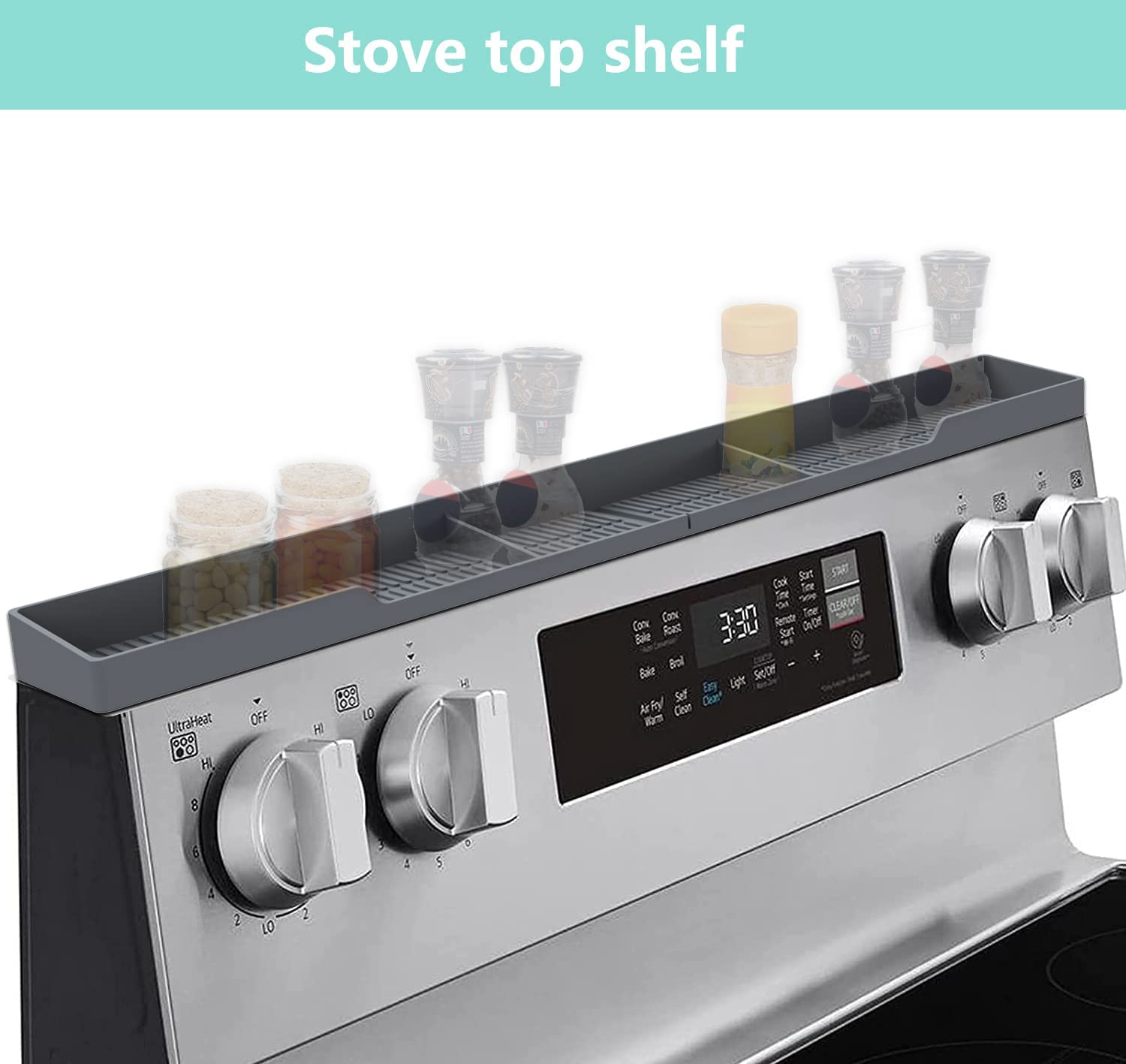Silicone Material Magnetic Shelf for the Stove - 3 Functional Partitions Kitchen Spice Rack Organizer